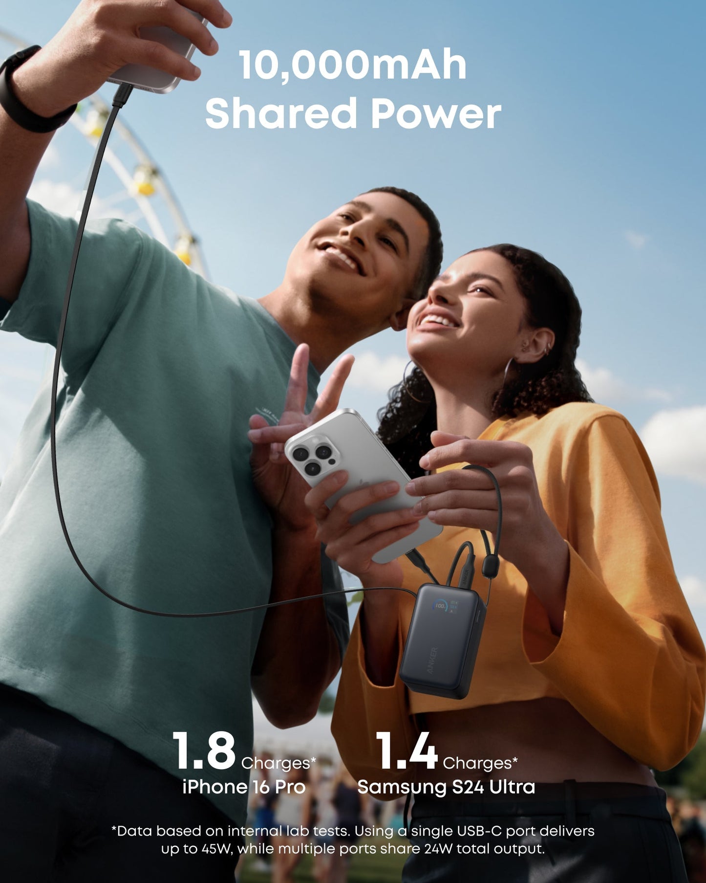 Anker Nano 行動電源（10K，45W，內建可伸縮 USB-C 連接線）