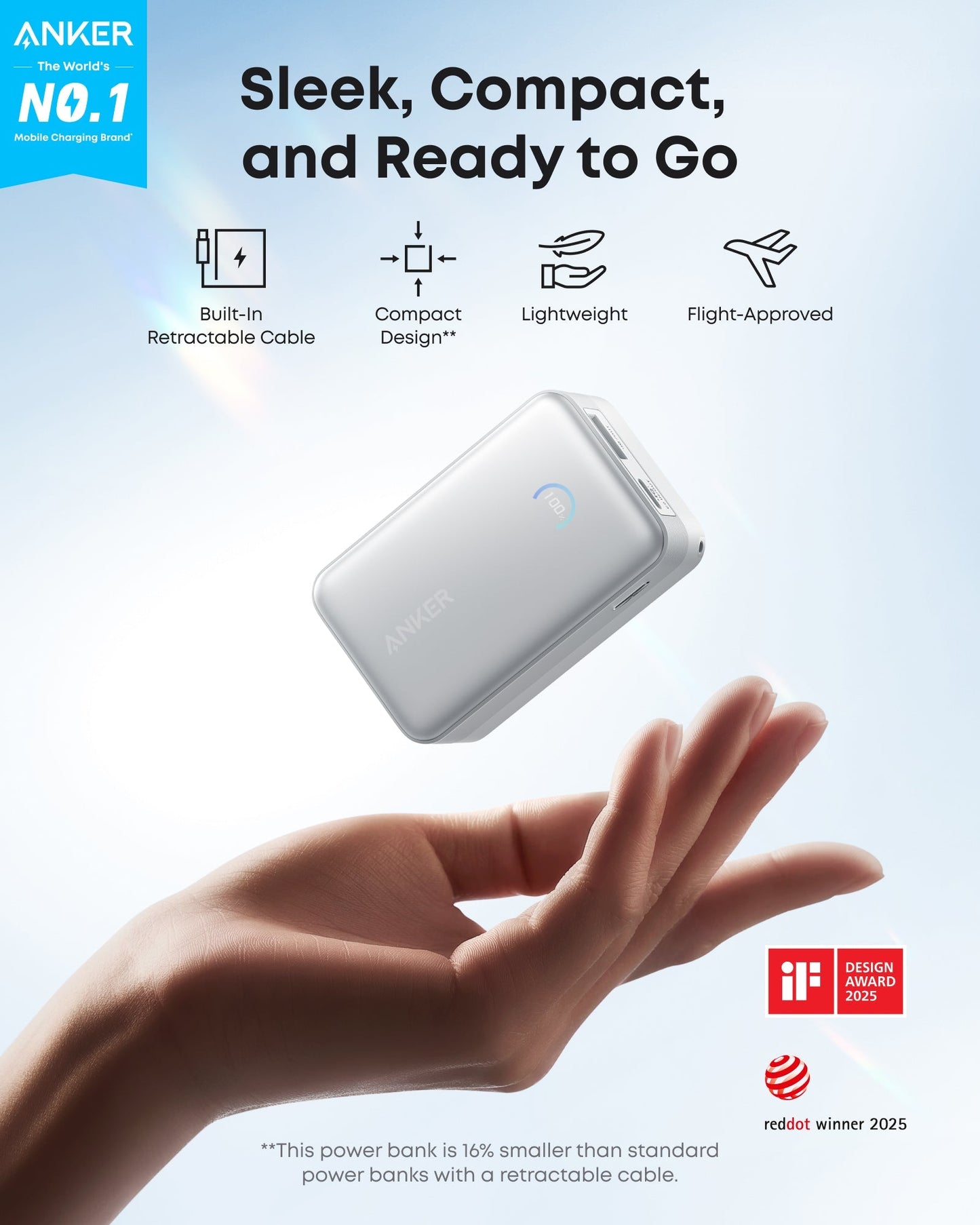 Anker Nano 行動電源（10K，45W，內建可伸縮 USB-C 連接線）