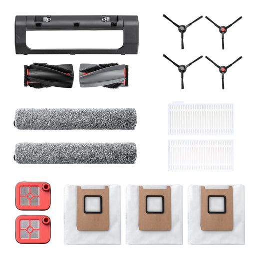 eufy C28 替換套裝，邊刷×2，污水箱過濾器×2，滾刷及刷罩×1，集塵袋×3，滾刷×2，替換濾芯×2